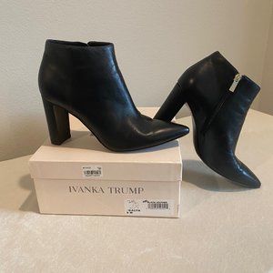 Ivanka Trump Black Leather Kalyn Bootie - 3.5" Heel - Pointy Toe Size 8